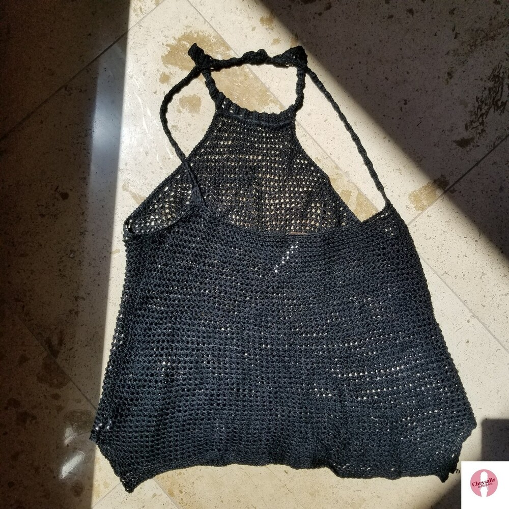 Black Crochet halter top by Free People (S)